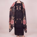 Midnight Rose Embroidered Mul Chanderi Unstitched Suit (3-Piece)
