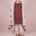 Crimson Ajrakh Mirror-Work Unstitched Suit Set (3-Piece) - SAJHO