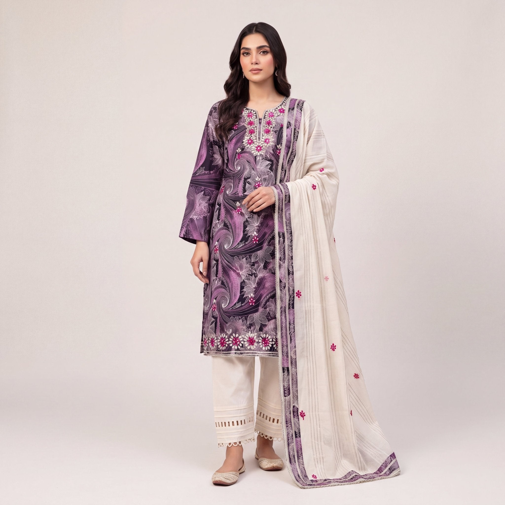 The Amethyst Swirl Unstitched Suit Set⁠ 3-Piece Set⁠ - SAJHO