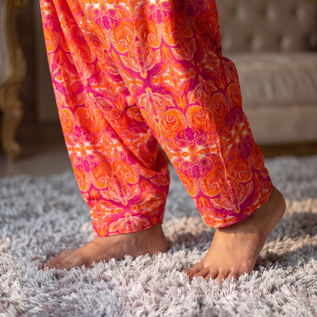 The Radiant Sunset Paisley Unstitched Cotton Suit Set (3-Piece) - SAJHO