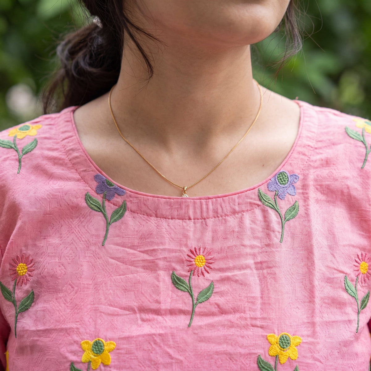 The Roseate Bloom Embroidered Unstitched Cotton Suit Set - SAJHO