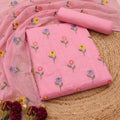 The Roseate Bloom Embroidered Unstitched Cotton Suit Set - SAJHO